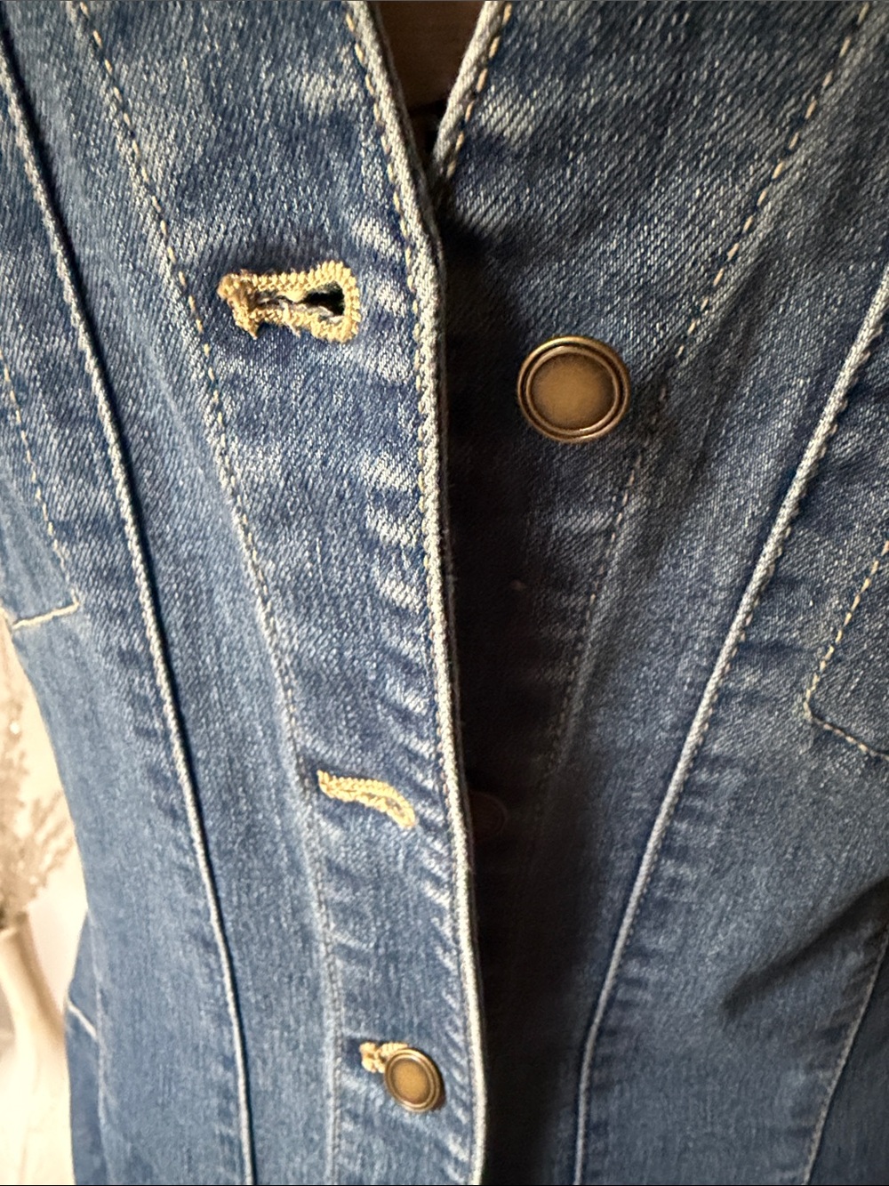 Free People Blue Denim Button-Front Mini Dress - Picture 5 of 13